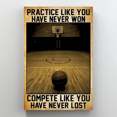 «Basketball Have Never Lost» - 1 pièce Rectangle Gra Basketball Have Never Lost - 1 pièce Rectangle, impression sur toile tendue