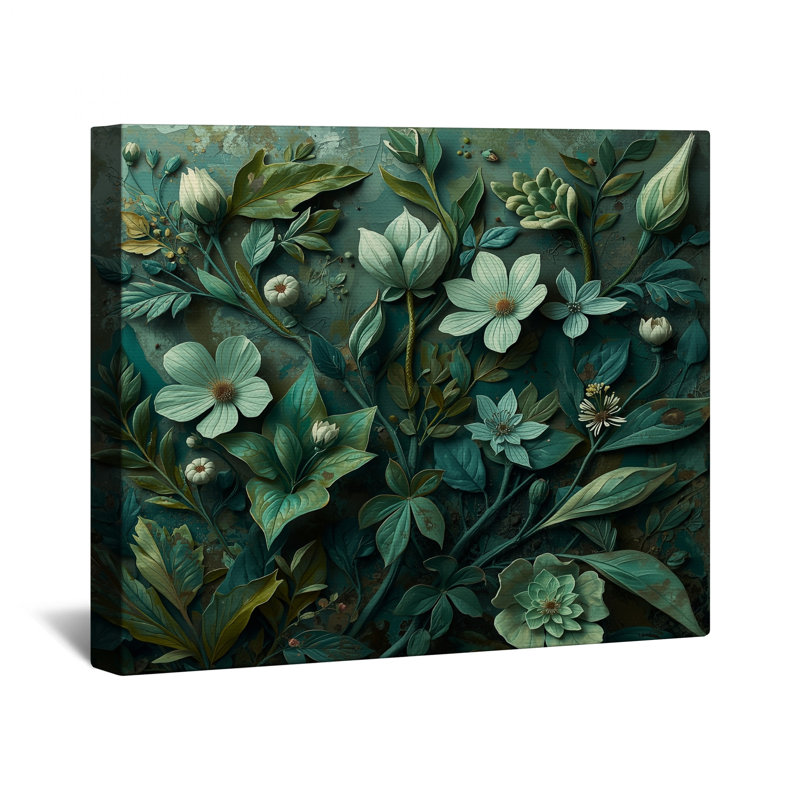 «Green Botanical Illustration», toile tendue en plusieurs tailles, 20 po x 24 po