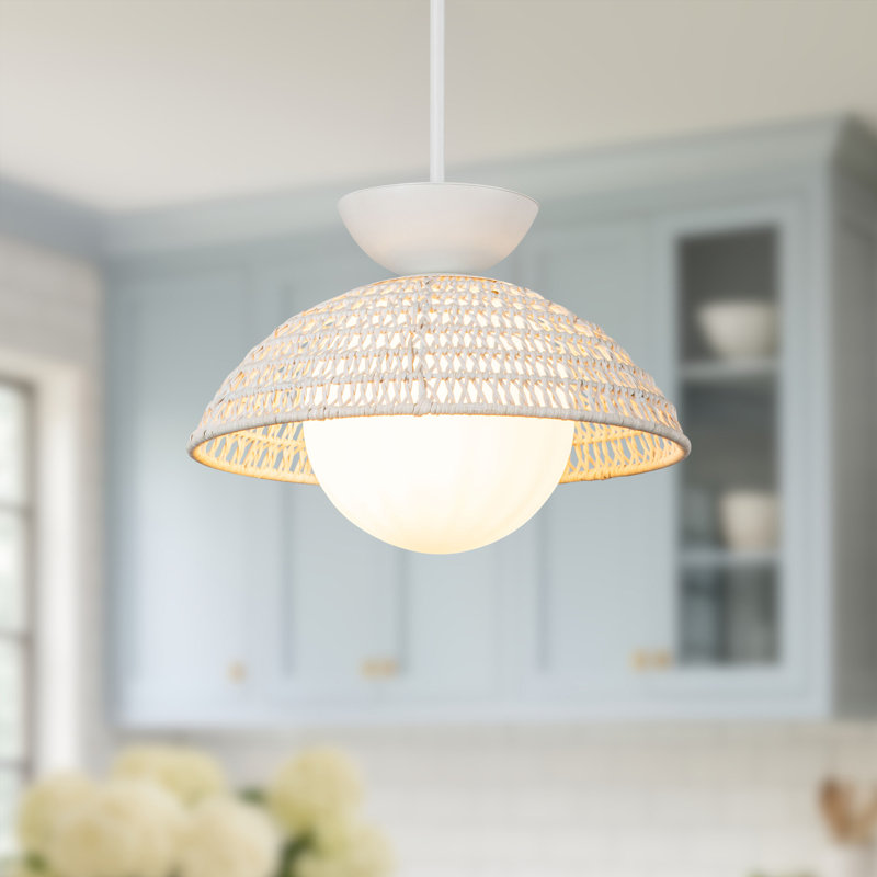 Luminaire suspendu 1 lumière Byrone, Blanc