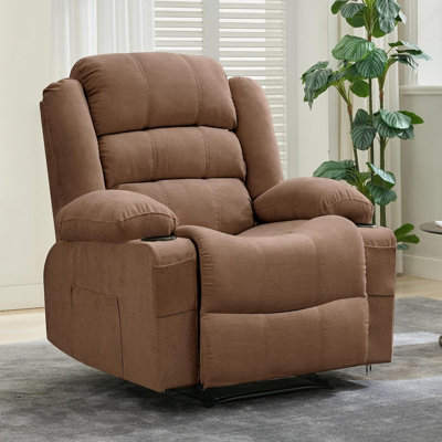 Wide Recliner Chair for Living Room, Rocking Nursery Glider with Cup Holder & Side Pockets by Latitude Run