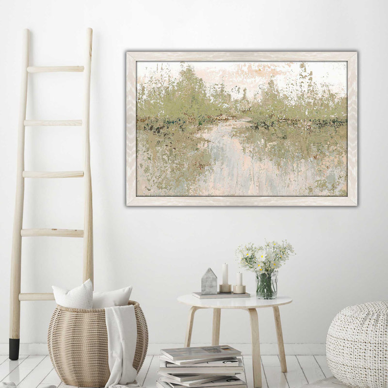 «Neutral Wild Fields» par Patricia Pinto - Peinture, Cadre crème délavé, H 33,5 po x l 49,5 po x P 1 po