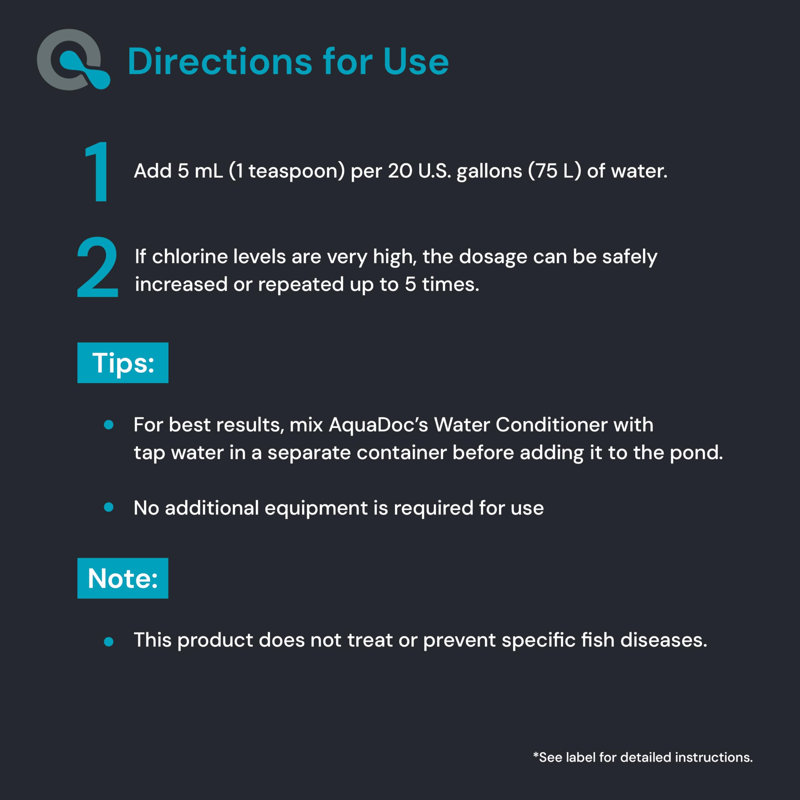 Climatiseur d'eau de bassin AquaDoc - 32 oz - Déchlorateur pour étangs d'extérieur - Fabriqué aux États-Unis