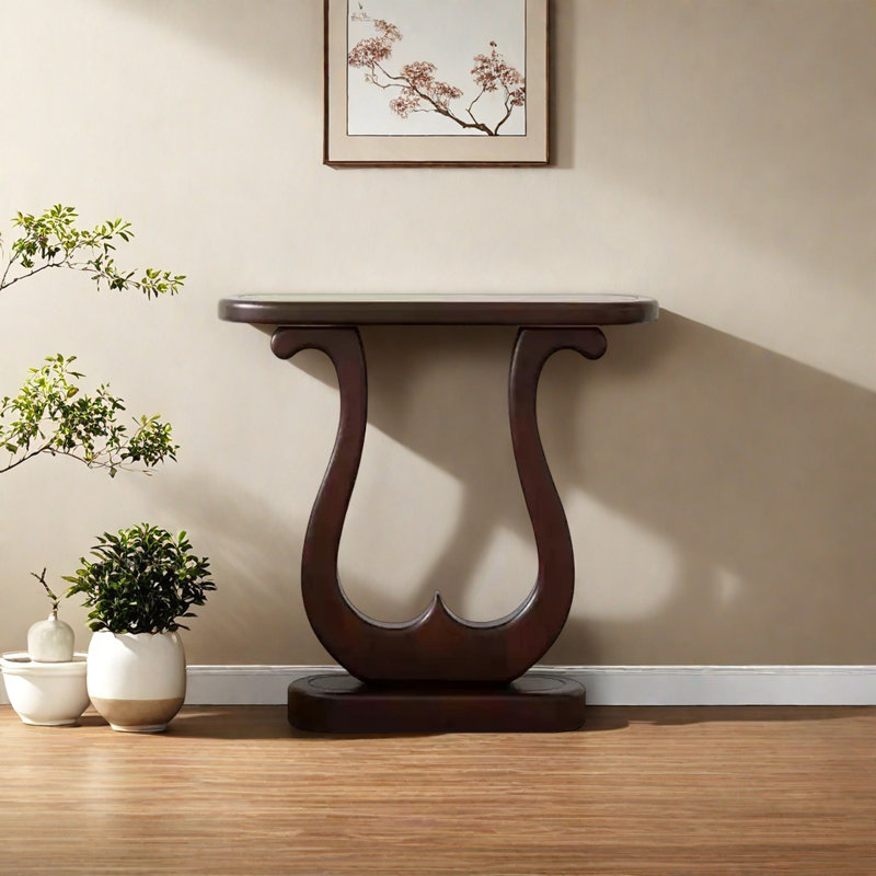 Console en bois massif noyer moderne, H 31,5 po x l 31,5 po x P 9,84 po, Marron foncé