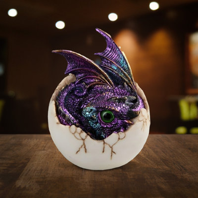 Jerina 4"H Pink/Purple Dragon Baby in Egg Figurine Unique Gifts
