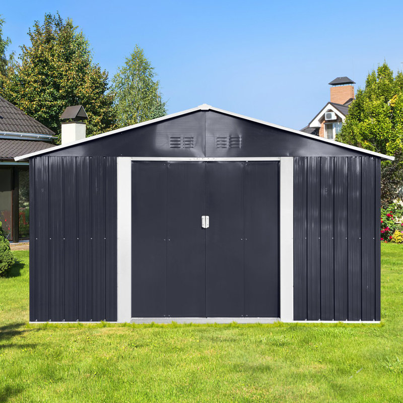 Abri de jardin en métal avec abri de jardin 11,2 pi x 10,6 pi avec fenêtre