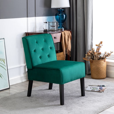 Fauteuil d'appoint sans accoudoirs en velours, 53 po - doux pour le salon, la chambre à coucher et les chaises de bureau