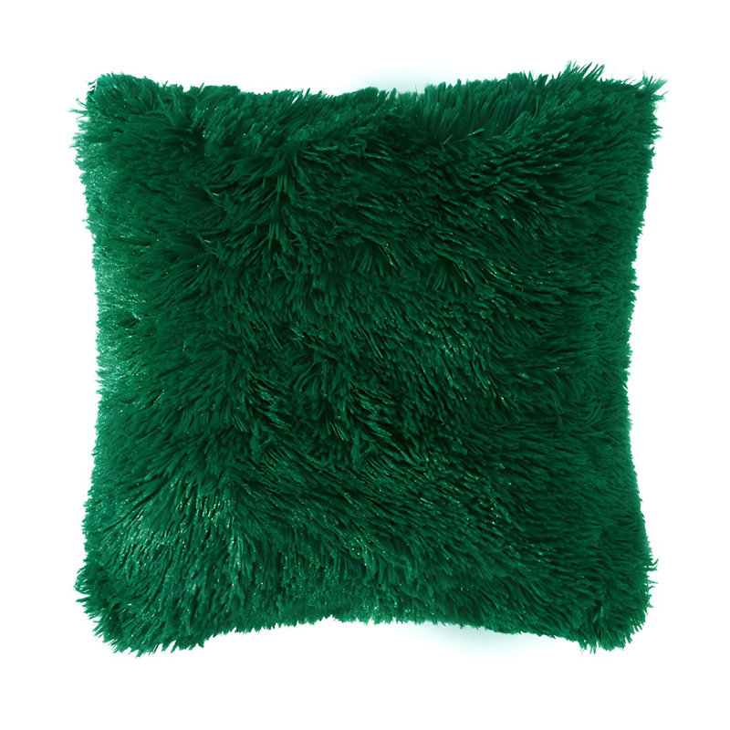Housse de coussin en fausse fourrure II (housse seulement), Vert foncé