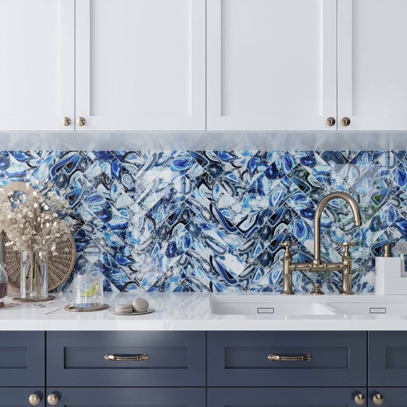 12" x 3" Glass Stone Look Subway Wall Tile