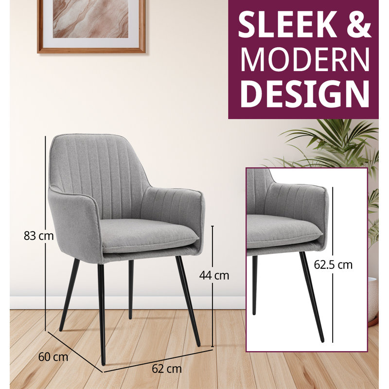 Beaury Fabric Armchair in Grey, Grey