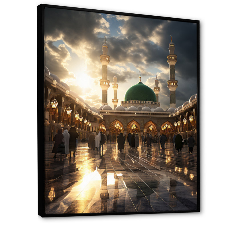 Mosquée de Rinnel - Art mural, H 40 po x l 30 po x P 1,5 po, Cadre flottant noir