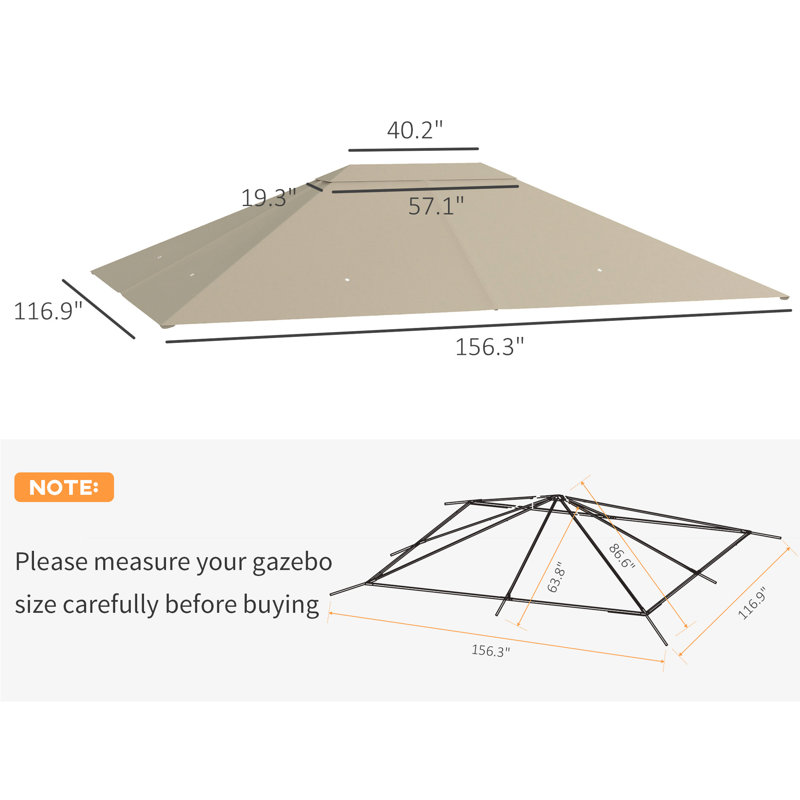 Toit de remplacement pour pavillon de jardin 10 'x 13', protégé par un système de ventilation et de drainage, auvent extérieur 13 ', évents de circulation d'air