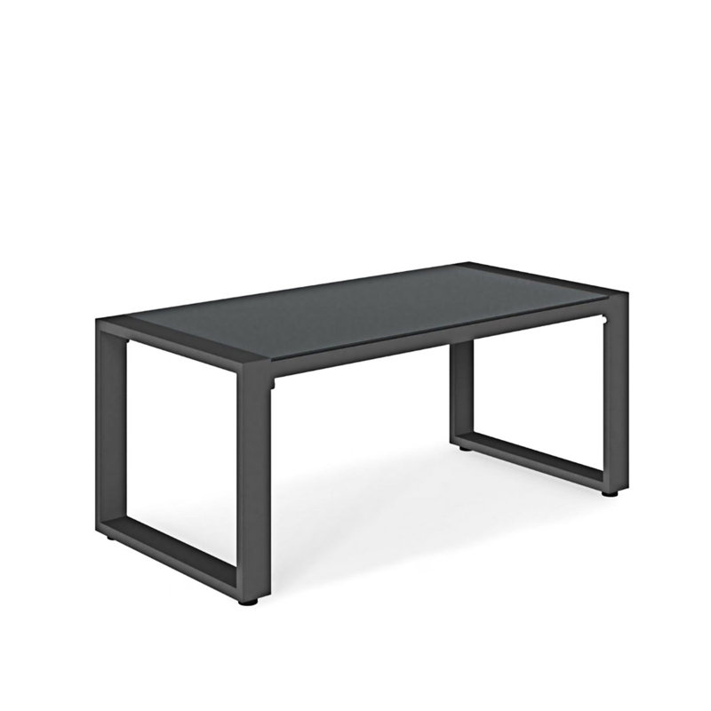 All-Weather Aluminum Outdoor Coffee Table With Tempered Glass Top