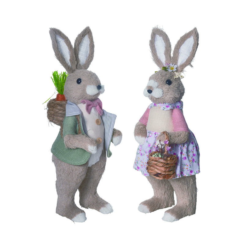  Ensemble de 2 lapins de Pâques en polyester 21,65 po