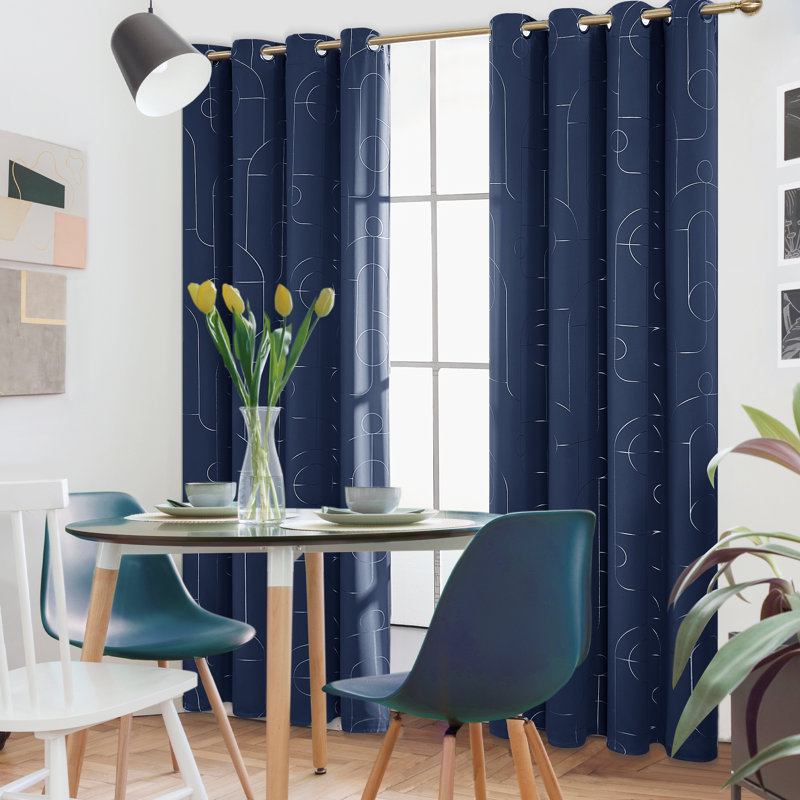 Ashleeann Room Darkening Curtain Pair, 52" W x 63" L, Navy Blue