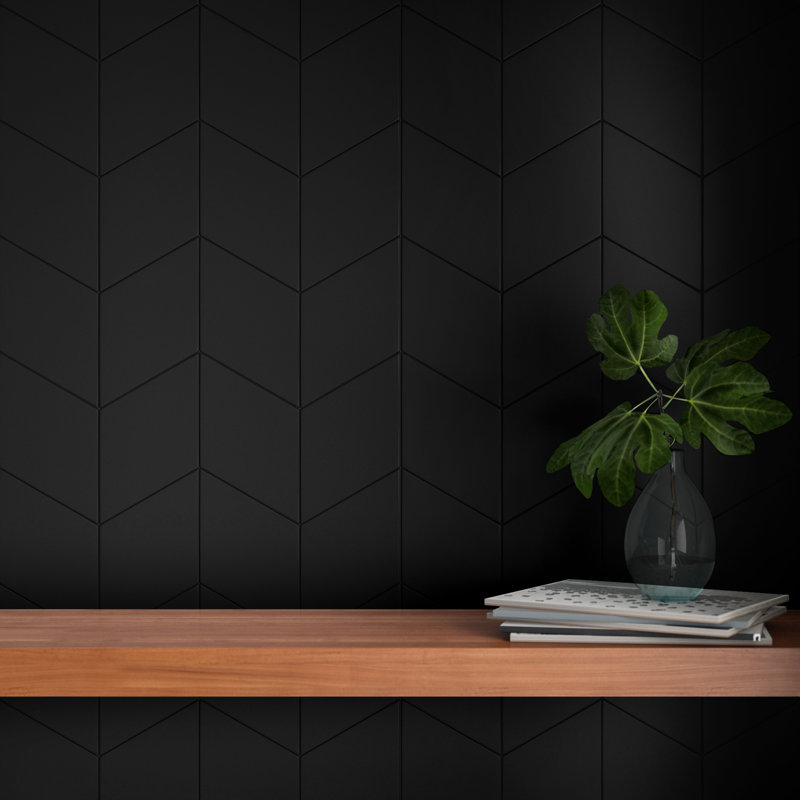 Rhombus Smooth 6" x 10" Porcelain Wall & Floor Tile, Black