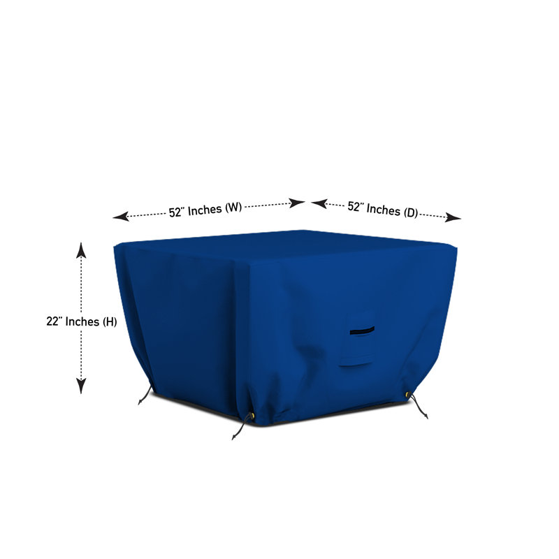 AEGEAN Square Fire Pit Cover, 1000D Heavy Duty Waterproof LAUREAN Patio Fire Pit Table Cover, UV & Tear-Resistant Bell Gas Fireplace Cover with Air Vents and Drawstrings