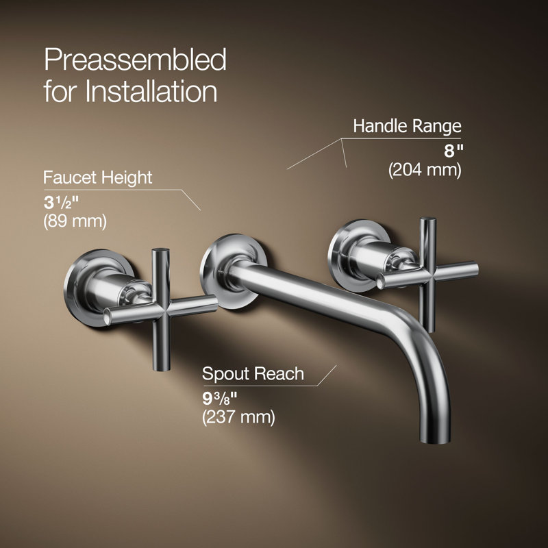 Purist® Wall Mounted Bathroom Faucet, Polished Chrome, Cross Handle