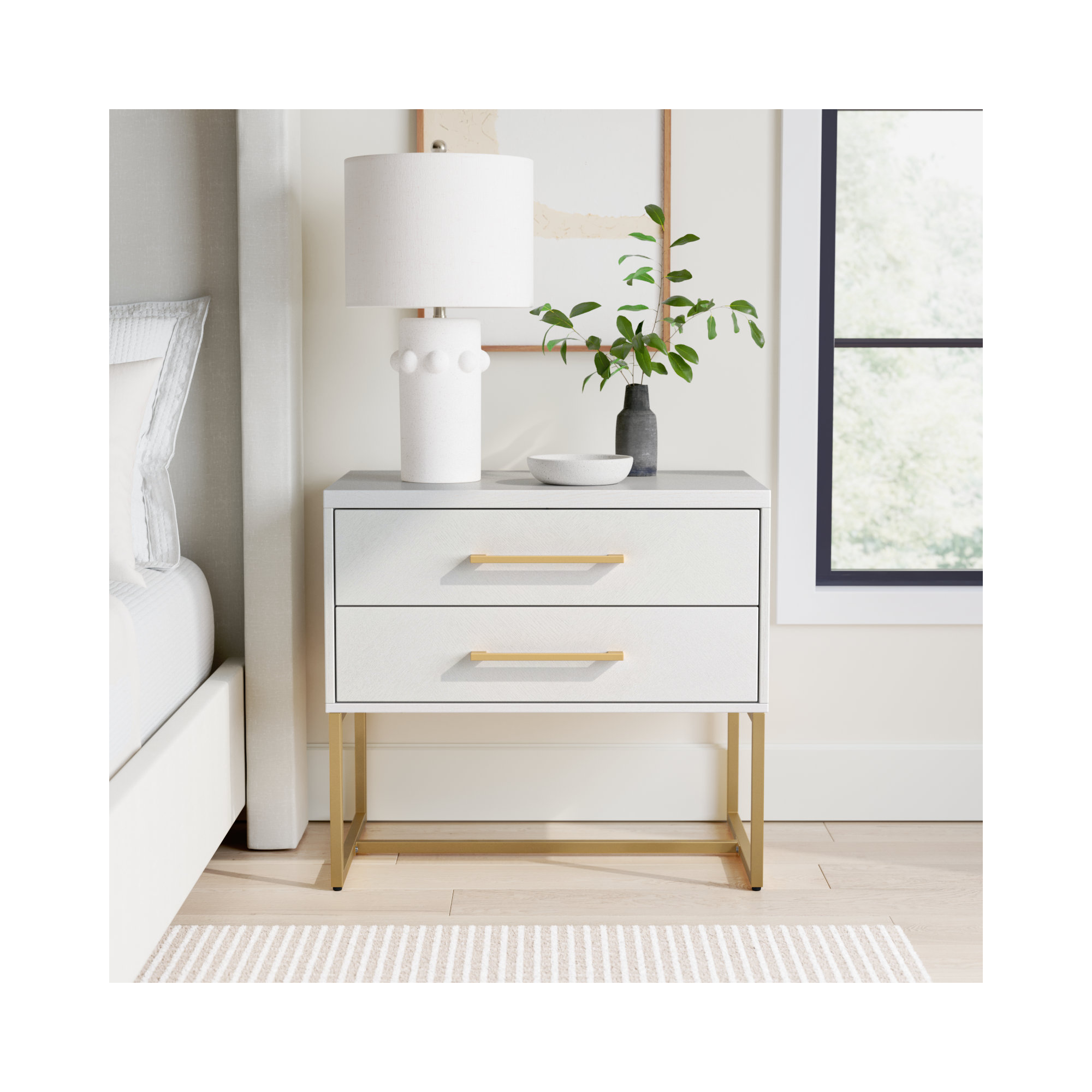 Sheldon 2 - Drawer Nightstand, White
