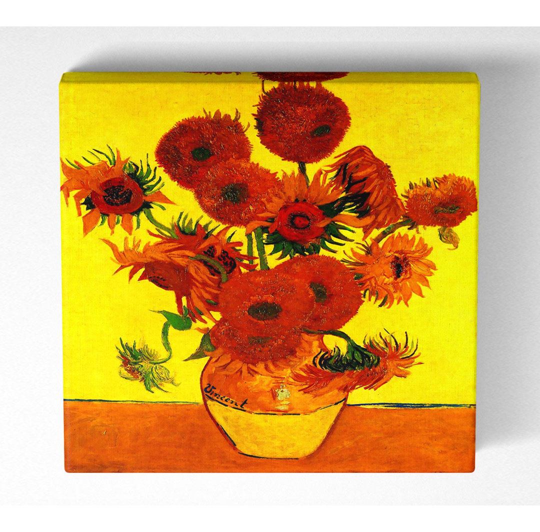 Divina Van Gogh Stillleben Vase mit fünfzehn Sonnenblumen 3 - Leinwanddrucke