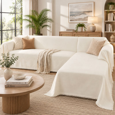L Shaped Sectional Sofa Cover Chenille Couch Protector