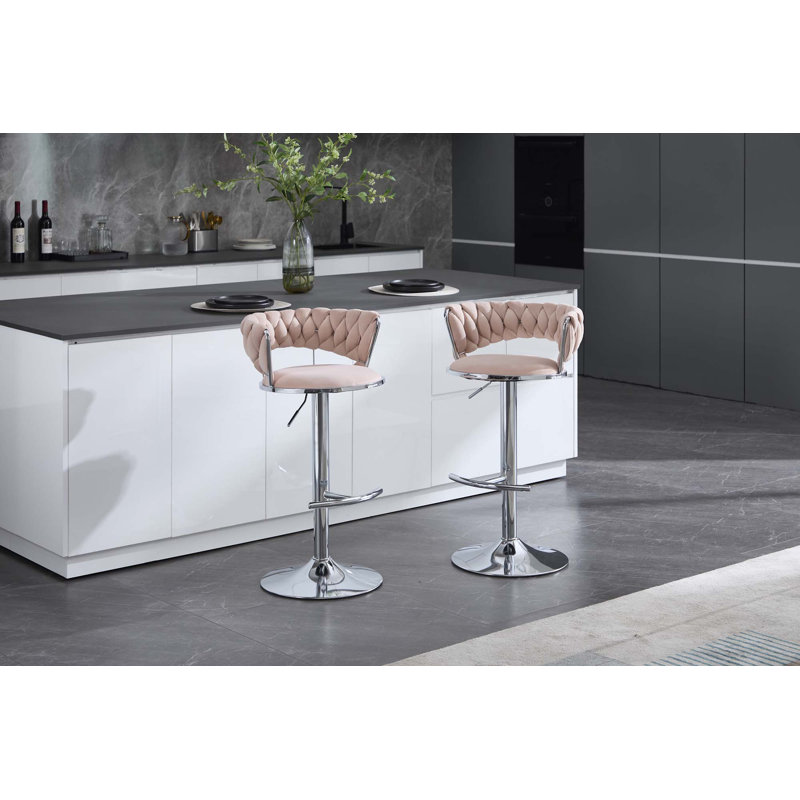 Ensemble de 2 tabourets de bar avec repose-pieds et base pivotants chromés