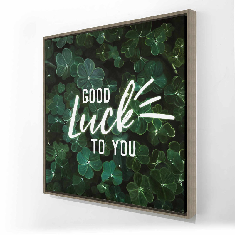 «Good chance to you» - Toile encadrée moderne avec feuilles | Décoration intérieure