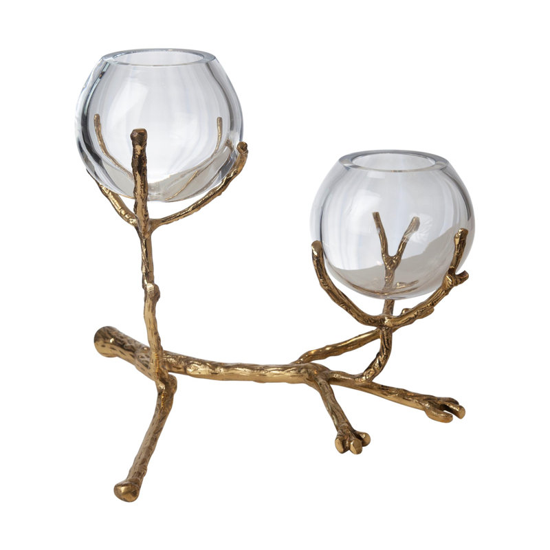Twig Glass Table Vase, Brass