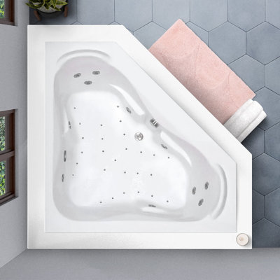 Baignoire de coin en acrylique 60 po x 60 po avec drain central