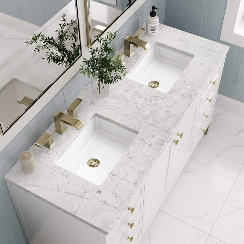 Chicago 60'' W Double Vanity, Eternal Jasmine Pearl, Glossy White