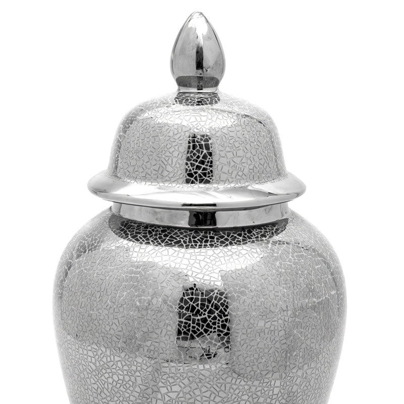 Timeless Chinese Temple Jar, Silver, 18"