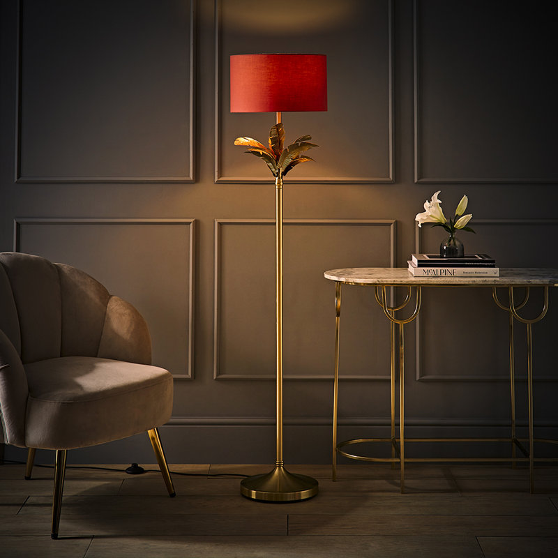 Waynesfield 157.5cm Polished Traditional Floor Lamp, No, Orange