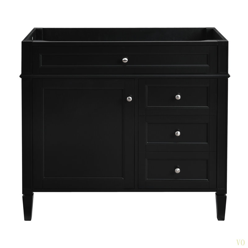 Meuble-lavabo de 36 po sans lavabo supérieur, armoire de rangement moderne avec 2 tiroirs et un tiroir basculant, structure en bois massif