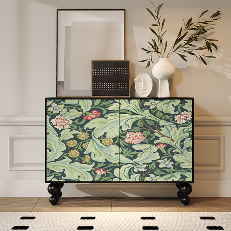 Multifunctional Storage Cabinet Sideboard, Black/Green