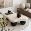 Table basse de 40 po en forme de nuage avec 3 pieds sphériques - Design élégant et irrégulier pour le salon, noir-232375304-232375350