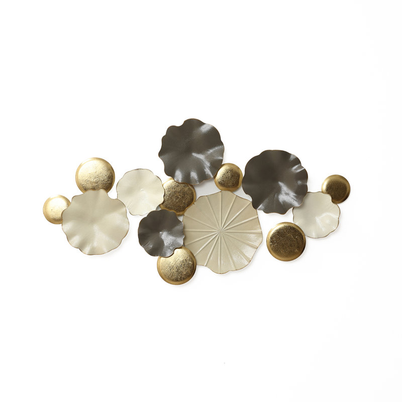 45'' Modern Metal Wall Decor with Lotus Leaf Discs, Multicolor Minimalist Wall Art Accent