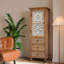 Armoire de rangement rustique en bois avec porte découpée décorative et 3 tiroirs, grand organisateur étroit pour le salon, la chambre à coucher
