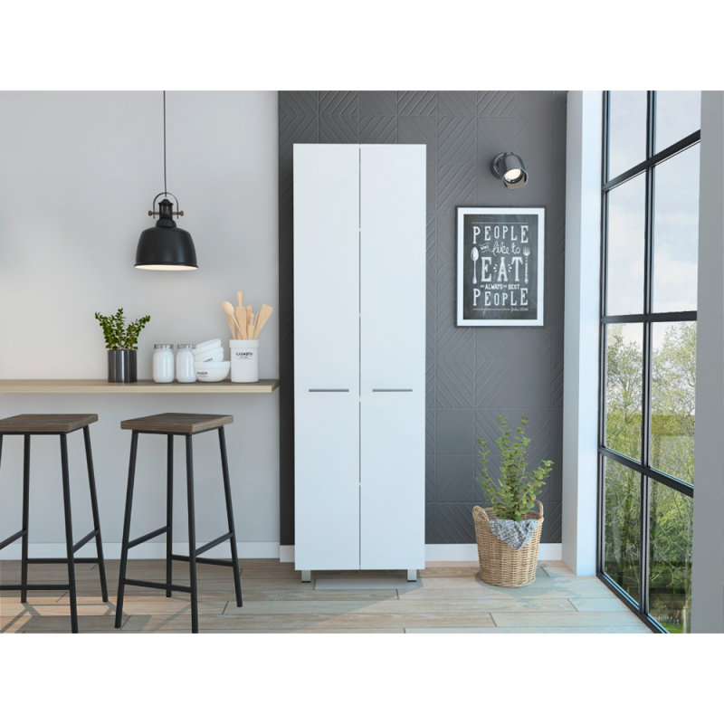 Garde-manger Baleare, cinq tablettes intérieures, quatre pieds, White