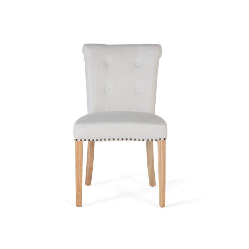 Giannopoulos 46cm H Tufted Fabric Upholstered Side Chair in Beige