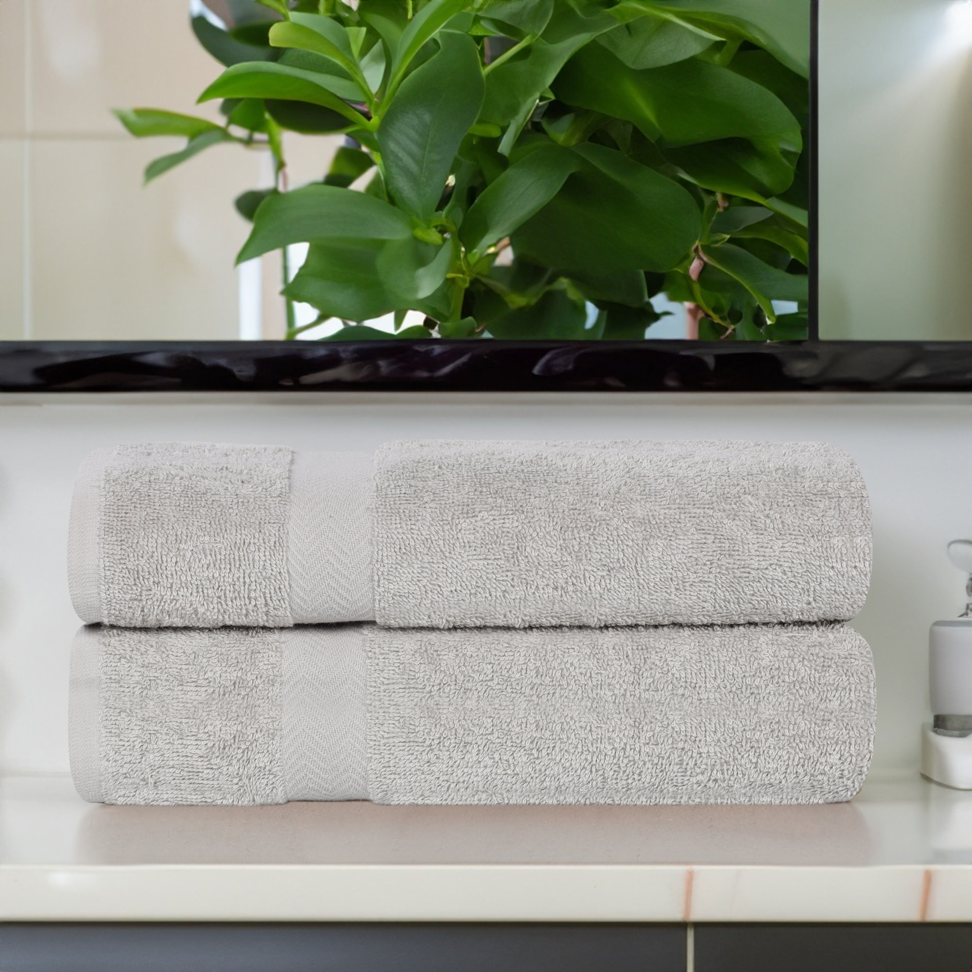 Glenlee 2 Piece Eco-Friendly 100% Cotton Bath Sheet Towel Set, Silver