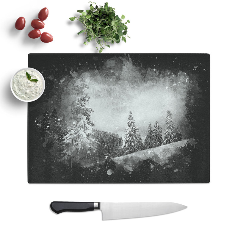 Tempered Glass Mystical Woods Chopping Board, 28.5 cm x 39 cm