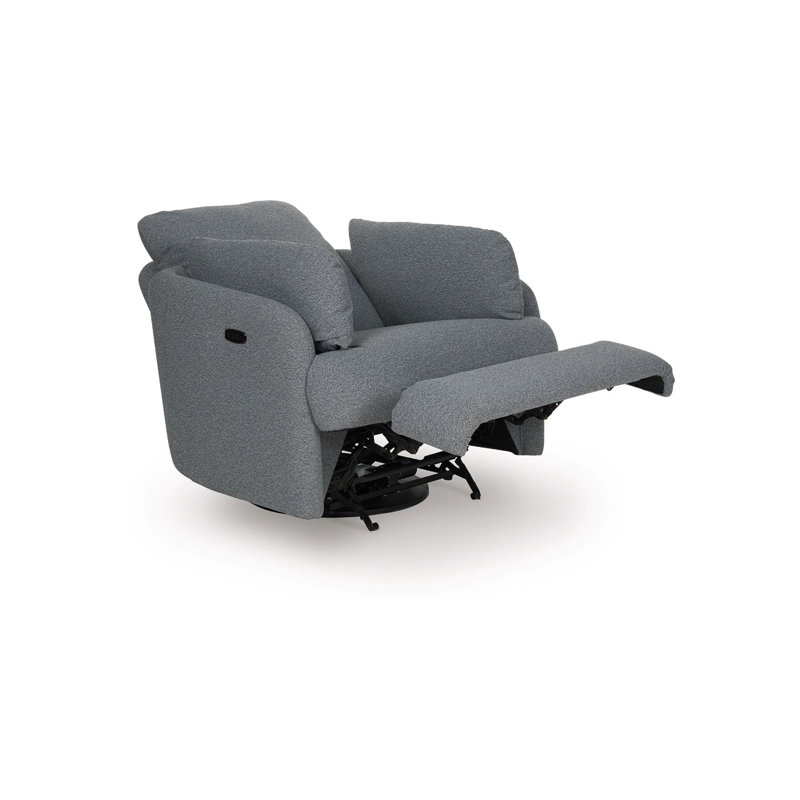 Alya Swivel Power Reclining Chair, 2 Bolster Pillows, Gray Nuvella