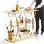 Chariot de service de bar en métal doré à 3 niveaux avec support à verres 180 LBS