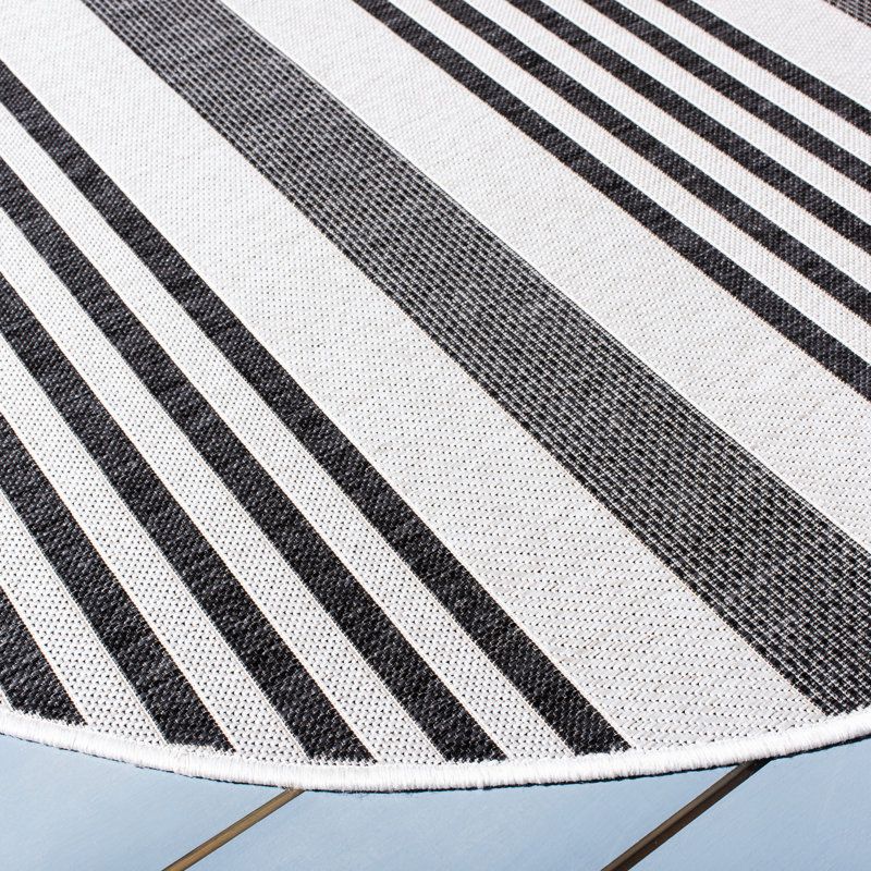 Marquart Performance Striped Indoor/Outdoor Area Rug, Round 4'