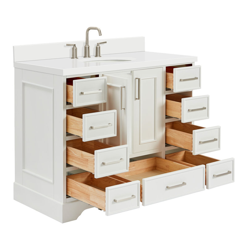 Meuble-lavabo simple avec plateau Abshire 43, Blanc