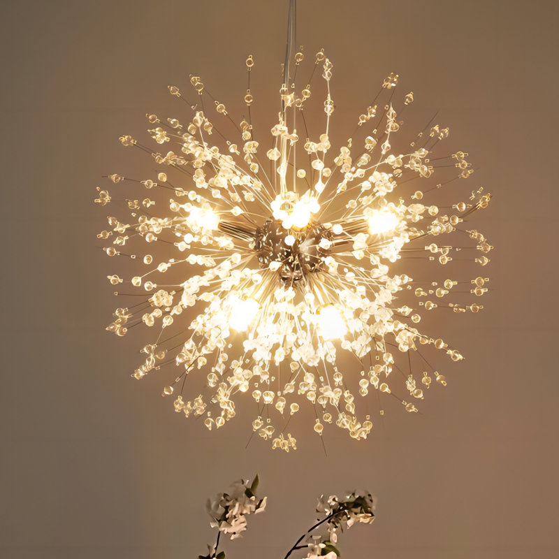 Lustre sphérique spoutnik à 8 lumières Wallin, Chrome, 15.7" H x 15.7" W x 15.7" D