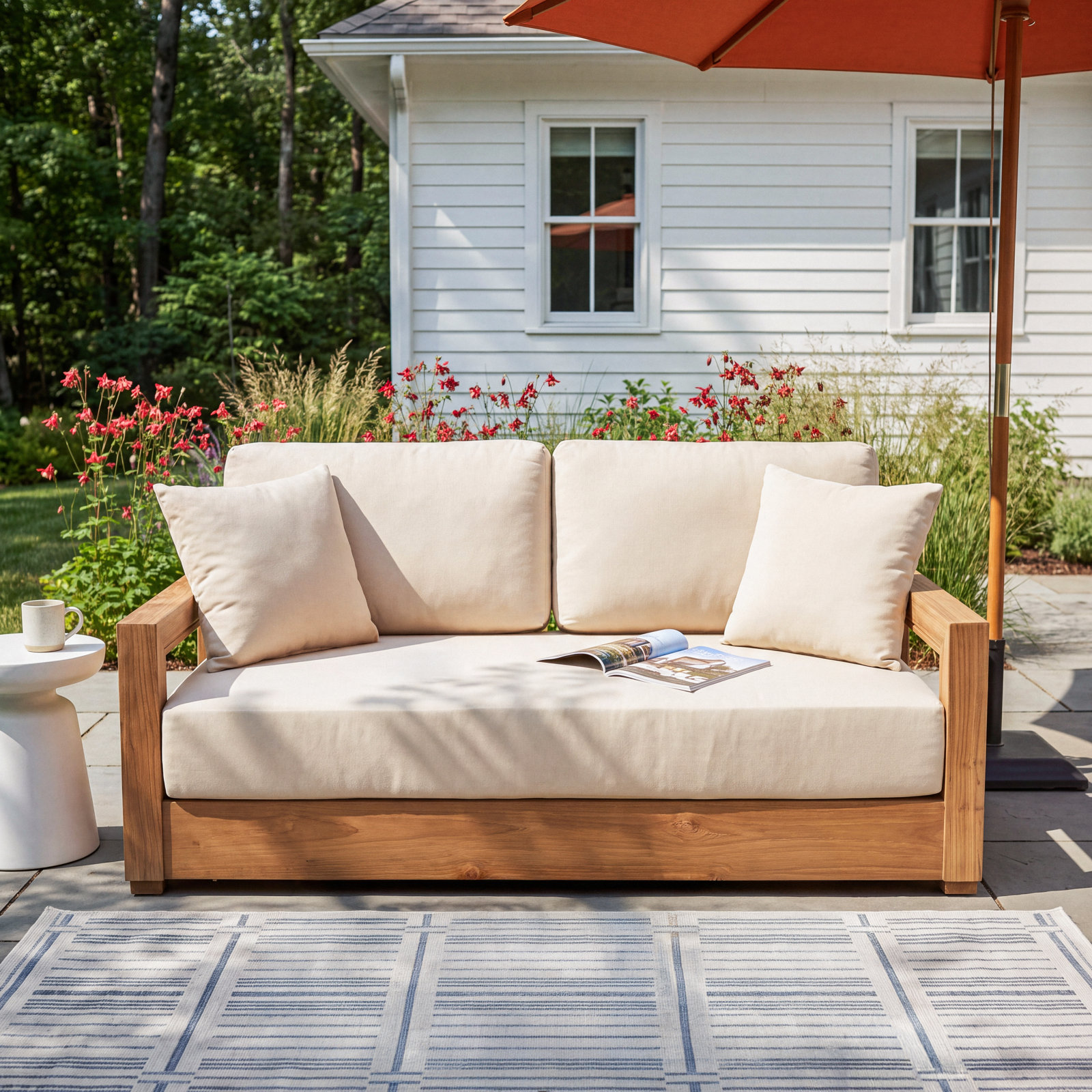 Melrose 53" Teak Patio Loveseat, Dark Brown