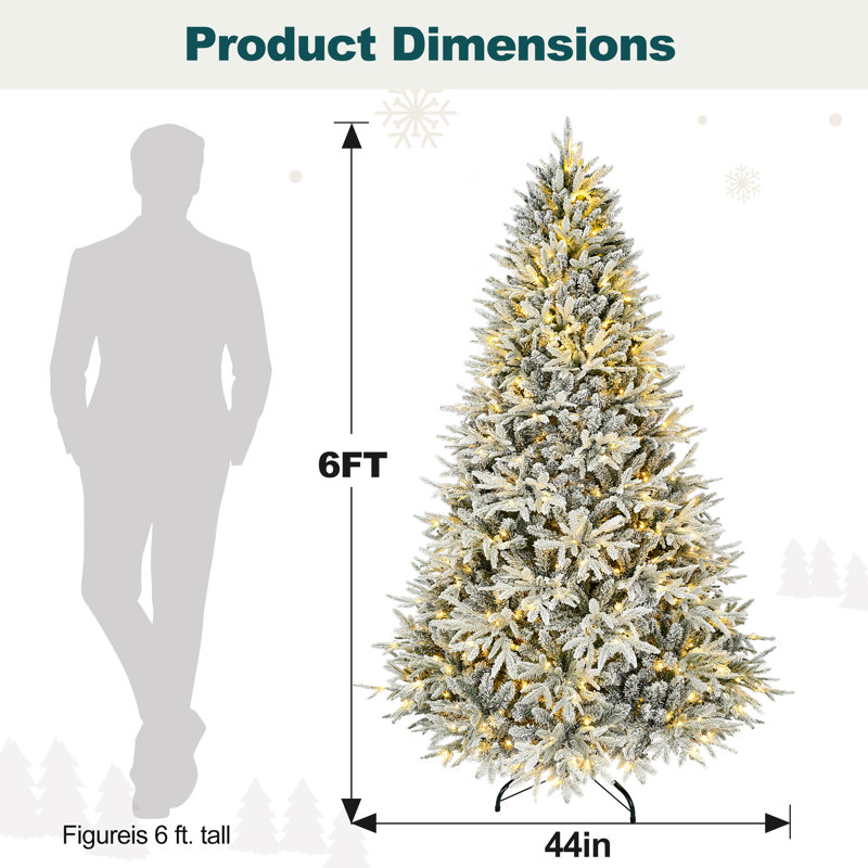 Sapin de Noël enneigé blanc pré-éclairé, 6' H