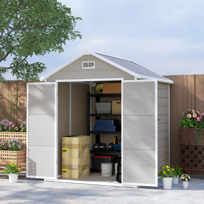 Garden 6 ft. W 5 ft. D PP Resin, Aluminium Reverse Apex Storage Shed