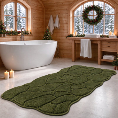 Non‑Slip Thick Plush Microfiber Irregular Wave‑Stitched Absorbent Bath Rug