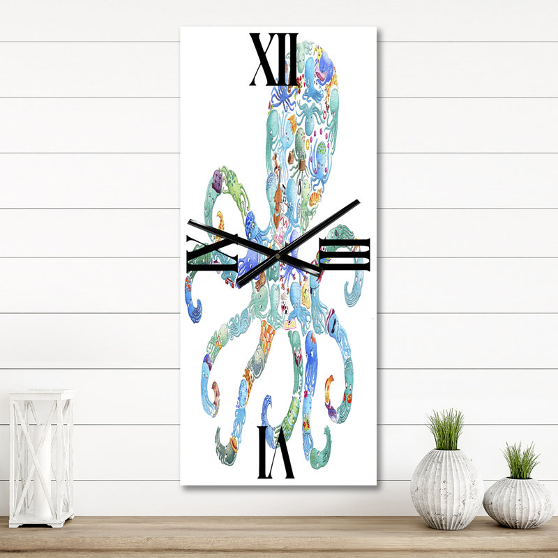 Pieuvre faite de pieuvre - grande horloge murale nautique et côtière, Petit